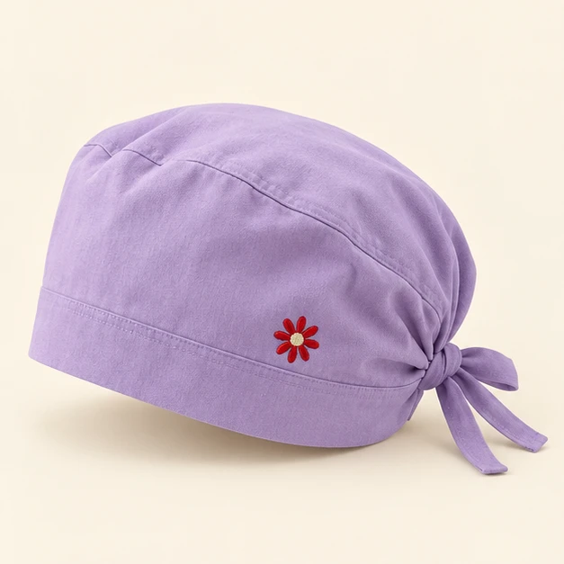 Lavender embroidered The Daisy scrub cap