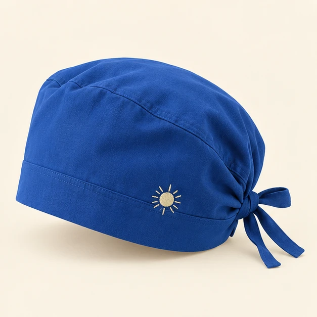 Cobalt embroidered The Sun scrub cap
